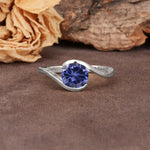 Unique Twisted, Entwined Round Cut Tanzanite Engagement Ring - Additional view