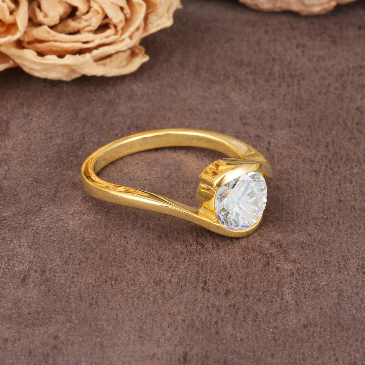 Unique Twisted, Entwined Round Cut Moissanite Engagement Ring - Additional view
