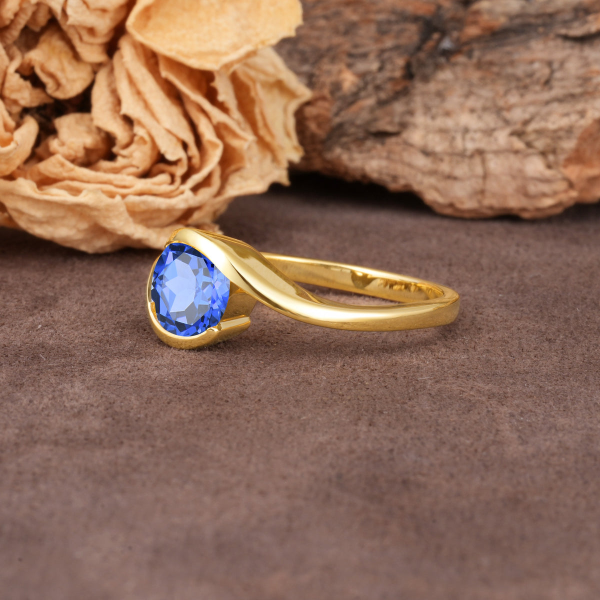 Unique Twisted, Entwined Round Cut Sapphire Engagement Ring - Additional view