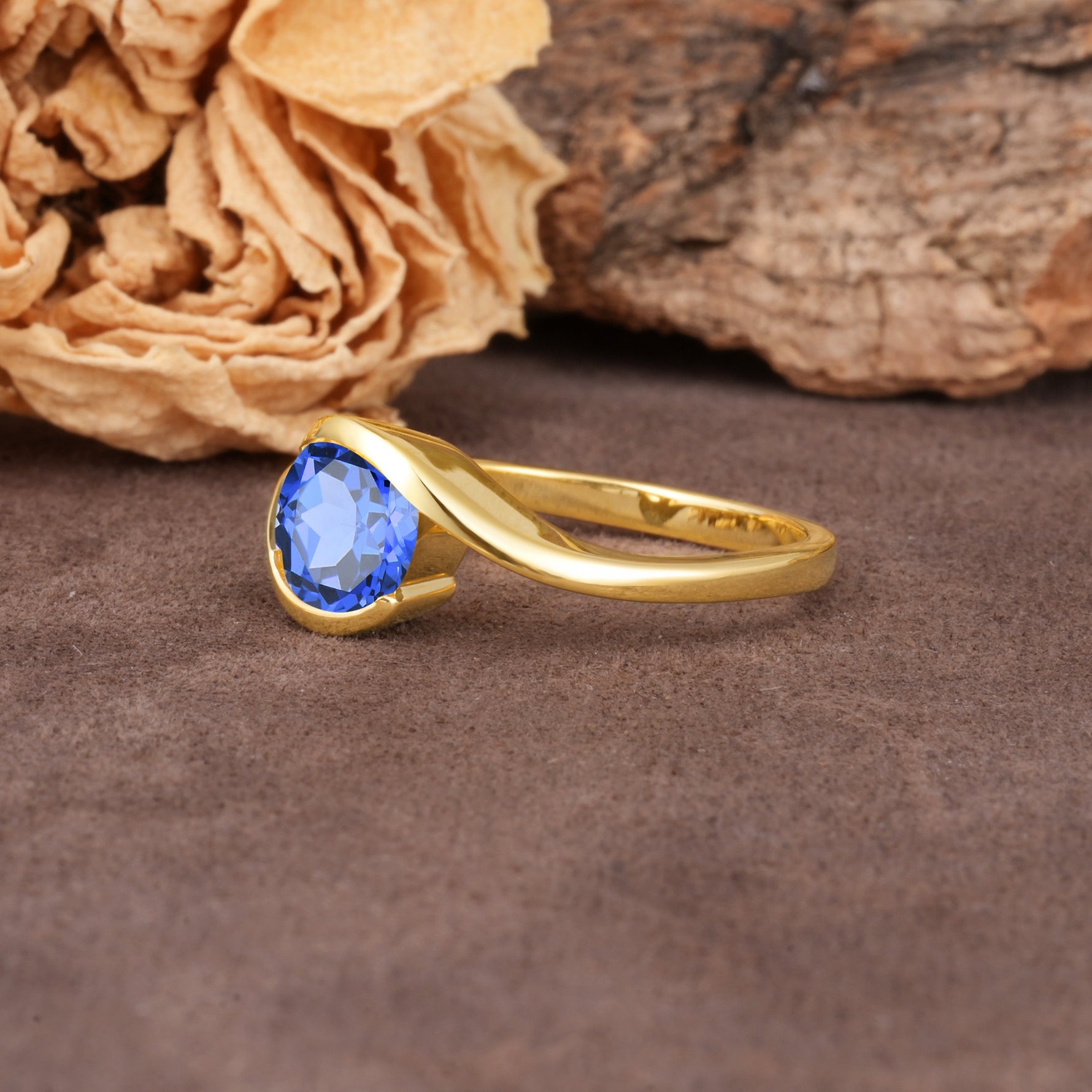 Unique Twisted, Entwined Round Cut Sapphire Engagement Ring - Additional view