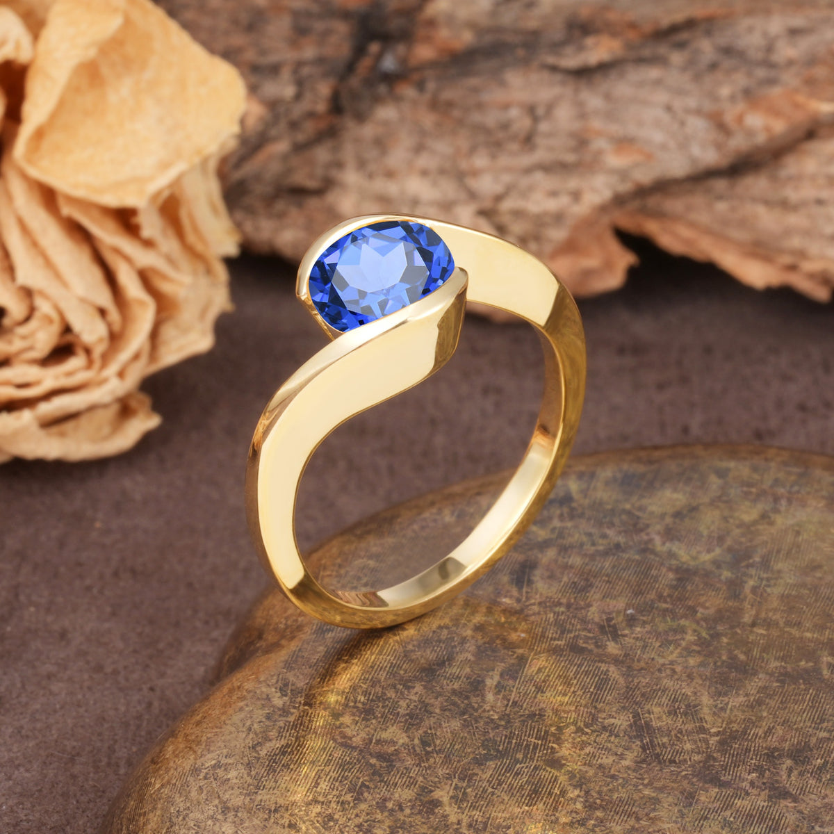 Unique Twisted, Entwined Round Cut Sapphire Engagement Ring - Additional view