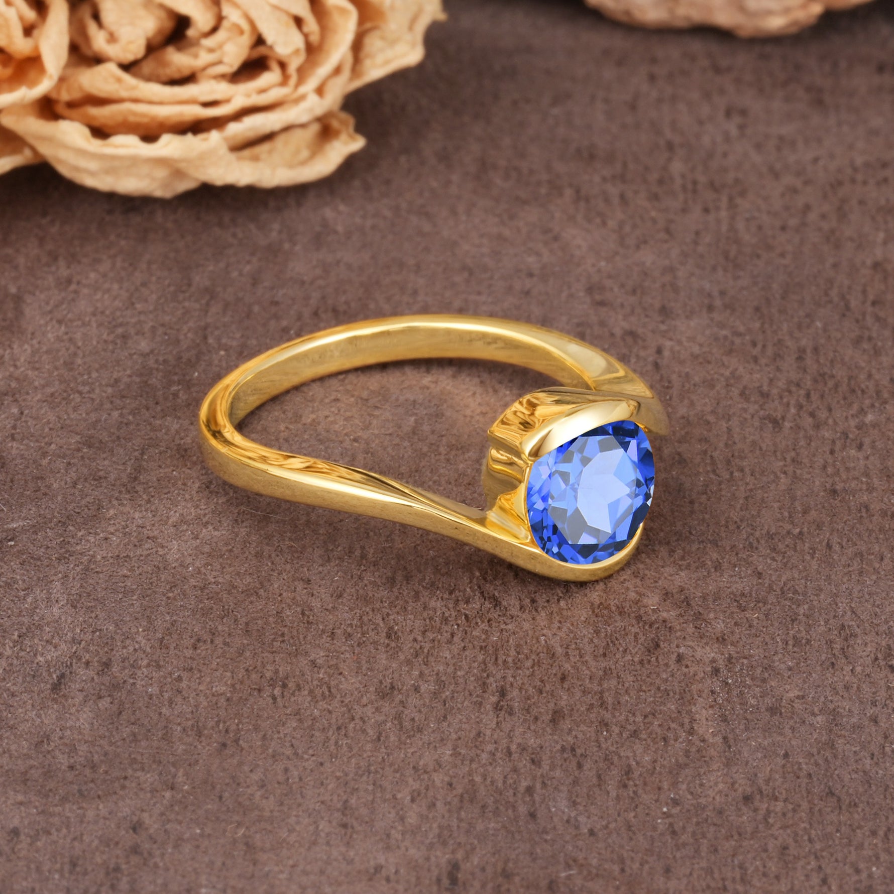 Unique Twisted, Entwined Round Cut Sapphire Engagement Ring - Additional view