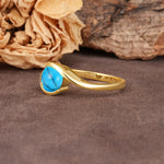 Unique Twisted, Entwined Round Cut Turquoise Engagement Ring - Additional view