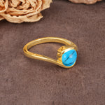 Unique Twisted, Entwined Round Cut Turquoise Engagement Ring - Additional view