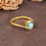 Unique Twisted, Entwined Round Cut Moss Agate Engagement Ring - Additional view