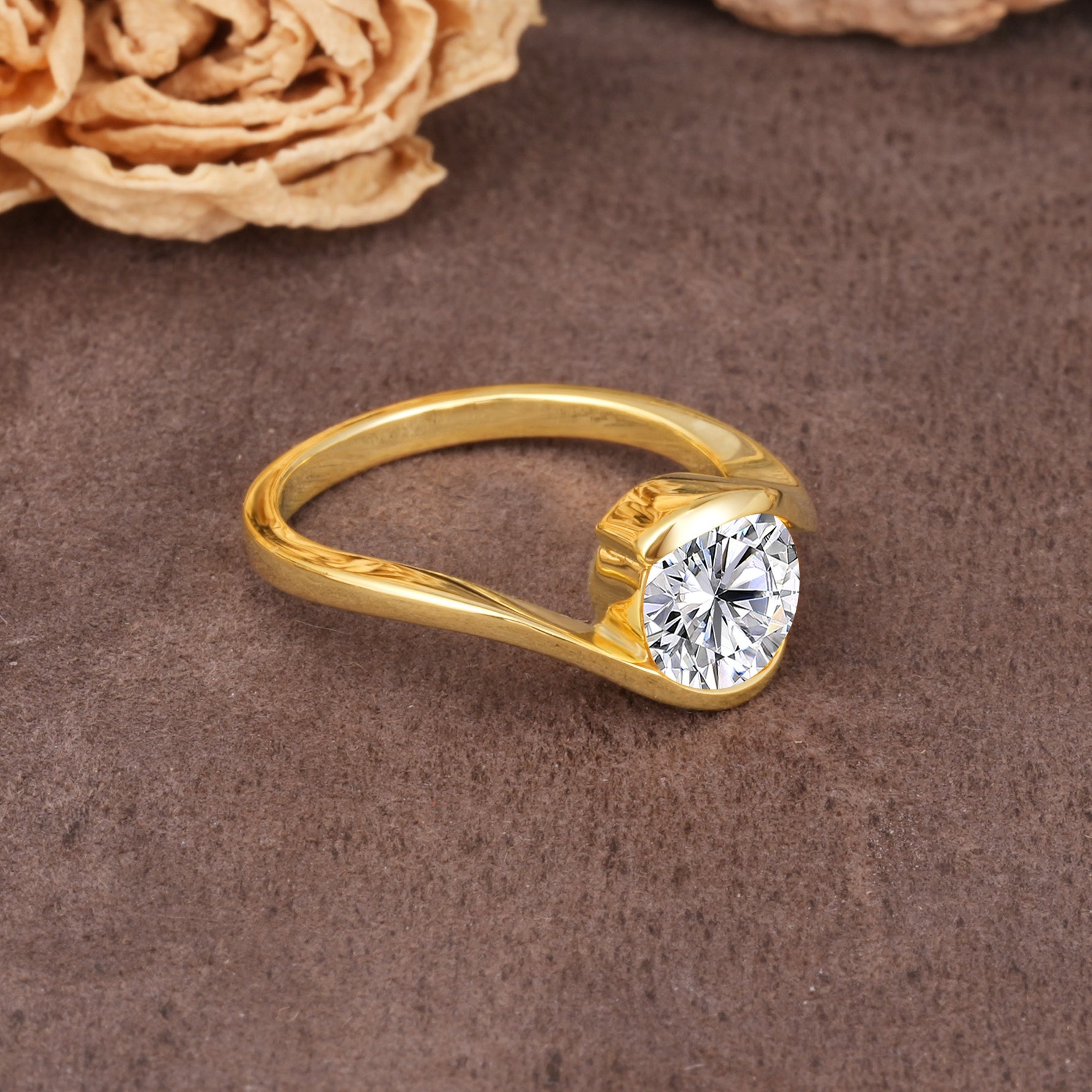 Unique Twisted, Entwined Round Cut Lab Diamond Engagement Ring - Additional view