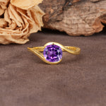 Unique Twisted, Entwined Round Cut Amethyst Engagement Ring - Additional view