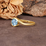 Unique Twisted, Entwined Round Cut Aquamarine Engagement Ring - Additional view