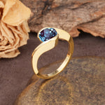 Unique Twisted, Entwined Round Cut Alexandrite Engagement Ring - Additional view