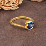 Unique Twisted, Entwined Round Cut Alexandrite Engagement Ring - Additional view