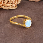 Unique Twisted, Entwined Round Cut Moonstone Engagement Ring - Additional view