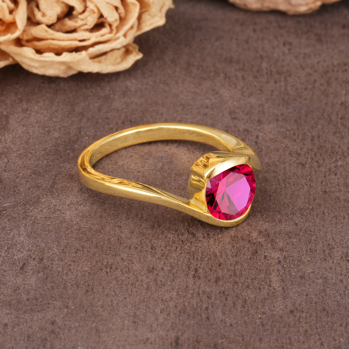 Unique Twisted, Entwined Round Cut Ruby Engagement Ring - Additional view