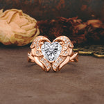 Unique, Luxurious Gothic Style 3 Prong Heart Cut Lab Diamond Engagement Ring - Additional view