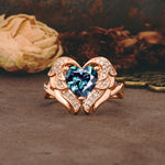 Unique, Luxurious Gothic Style 3 Prong Heart Cut Alexandrite Engagement Ring - Additional view