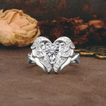 Unique, Luxurious Gothic Style 3 Prong Heart Cut Lab Diamond Engagement Ring - Additional view