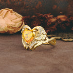 Unique, Luxurious Gothic Style 3 Prong Heart Cut Citrine Engagement Ring - Additional view