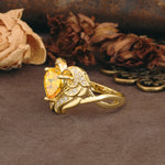Unique, Luxurious Gothic Style 3 Prong Heart Cut Citrine Engagement Ring - Additional view
