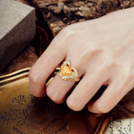 Unique, Luxurious Gothic Style 3 Prong Heart Cut Citrine Engagement Ring - Additional view