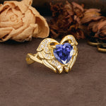 Unique, Luxurious Gothic Style 3 Prong Heart Cut Tanzanite Engagement Ring - Additional view