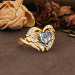 Unique, Luxurious Gothic Style 3 Prong Heart Cut Black Rutilated Quartz Engagement Ring - Additional view