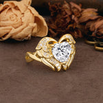 Unique, Luxurious Gothic Style 3 Prong Heart Cut Lab Diamond Engagement Ring - Additional view
