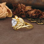 Unique, Luxurious Gothic Style 3 Prong Heart Cut Lab Diamond Engagement Ring - Additional view