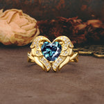 Unique, Luxurious Gothic Style 3 Prong Heart Cut Alexandrite Engagement Ring - Additional view