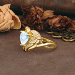 Unique, Luxurious Gothic Style 3 Prong Heart Cut Moonstone Engagement Ring - Additional view