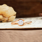Unique, Minimalist, and Intertwined Round Cut Moissanite Engagement Ring - Additional view