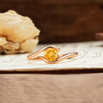 Unique, Minimalist, and Intertwined Round Cut Citrine Engagement Ring - Additional view