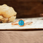 Unique, Minimalist, and Intertwined Round Cut Turquoise Engagement Ring - Additional view