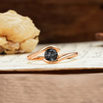 Unique, Minimalist, and Intertwined Round Cut Black Rutilated Quartz Engagement Ring - Additional view