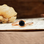Unique, Minimalist, and Intertwined Round Cut Black Onyx Engagement Ring - Additional view