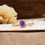 Unique, Minimalist, and Intertwined Round Cut Amethyst Engagement Ring - Additional view