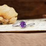 Unique, Minimalist, and Intertwined Round Cut Amethyst Engagement Ring - Additional view