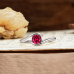 Unique, Minimalist, and Intertwined Round Cut Ruby Engagement Ring - Additional view