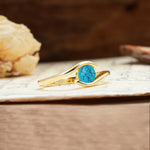 Unique, Minimalist, and Intertwined Round Cut Turquoise Engagement Ring - Additional view