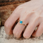 Unique, Minimalist, and Intertwined Round Cut Turquoise Engagement Ring - Additional view