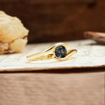 Unique, Minimalist, and Intertwined Round Cut Black Rutilated Quartz Engagement Ring - Additional view