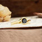 Unique, Minimalist, and Intertwined Round Cut Black Onyx Engagement Ring - Additional view