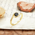 Unique, Minimalist, and Intertwined Round Cut Black Onyx Engagement Ring - Additional view