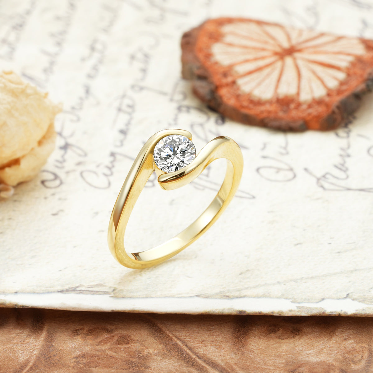 Unique, Minimalist, and Intertwined Round Cut Lab Diamond Engagement Ring - Additional view