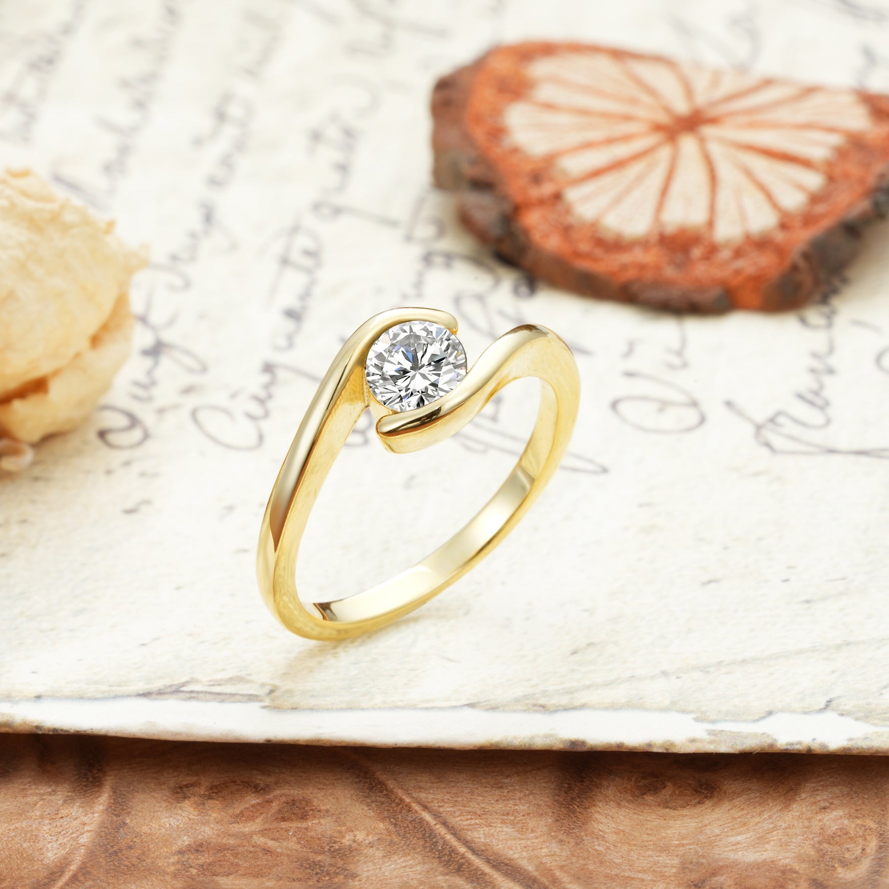 Unique, Minimalist, and Intertwined Round Cut Lab Diamond Engagement Ring - Additional view