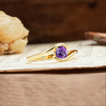 Unique, Minimalist, and Intertwined Round Cut Amethyst Engagement Ring - Additional view