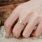 Unique, Minimalist, and Intertwined Round Cut Moonstone Engagement Ring - Additional view