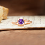Unique Pavé-Set Spiral Round Cut Amethyst Engagement Ring - Additional view