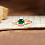 Unique Pavé-Set Spiral Round Cut Emerald Engagement Ring - Additional view