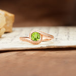 Unique Pavé-Set Spiral Round Cut Peridot Engagement Ring - Additional view