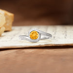Unique Pavé-Set Spiral Round Cut Citrine Engagement Ring - Additional view