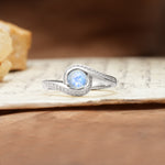 Unique Pavé-Set Spiral Round Cut Moonstone Engagement Ring - Additional view